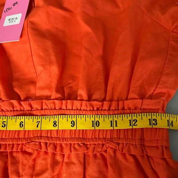 THML Sunset Smocked 100% Linen Dress Orange NWT Women’s S Summer Beach Party - Picture 7 of 10